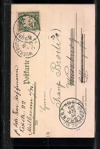 Lithographie Augsburg, Partie im Stadtgarten