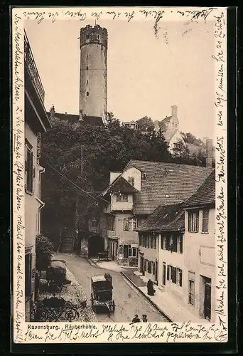 AK Ravensburg, Räuberhöhle mit Aussichtsturm