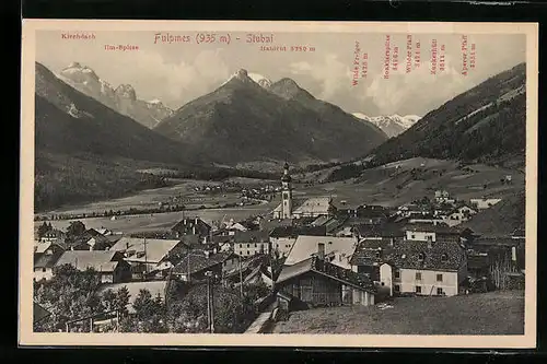 AK Fulpmes, Ortsansicht mit Kirchdach, Ilm-Spitze und Habicht