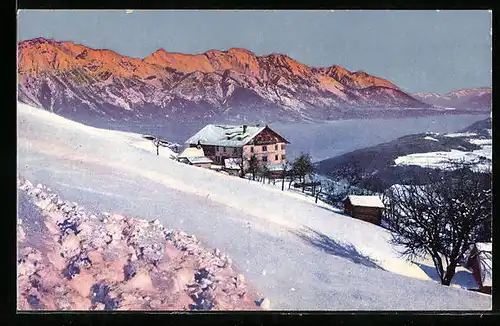 AK Mutters, Gasthaus Nockhof im Schnee