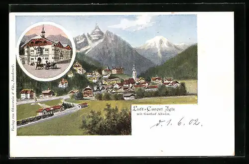 AK Igls, Gasthof Altwirt, Blick auf den Kurort