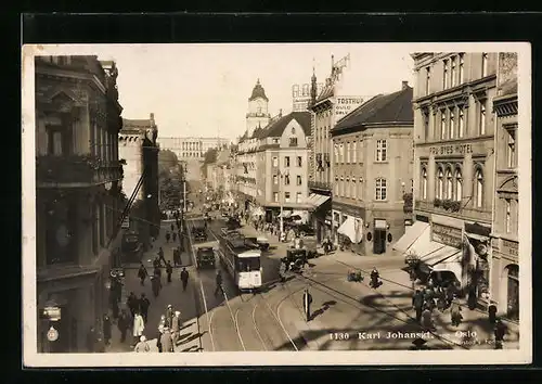 AK Oslo, Karl Johansgt., Strassenbahn