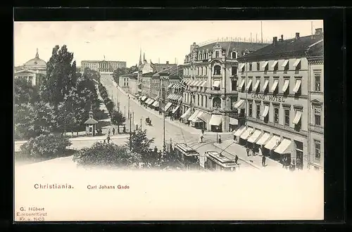 AK Christiania, Carl Johans Gade, Strassenbahn