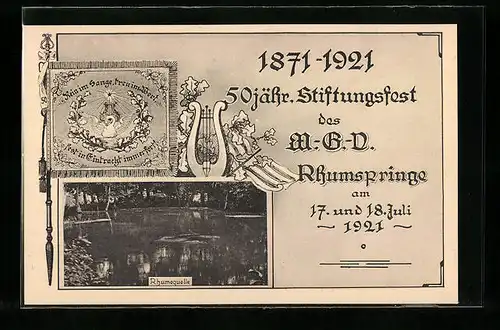 AK Rhumspringe, 50 jähr. Stiftungsfest des M.-G.-V. Rhumspringe 1871-1921, Rhumequelle