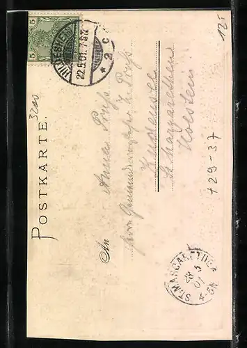 Passepartout-Lithographie Hildesheim, 1000 jähriger Rosenstock, Wappen