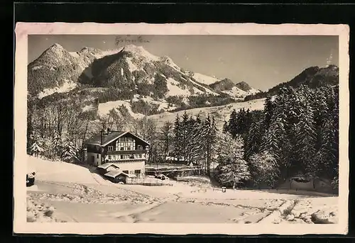 AK Sonthofen /bayr. Allgäu, Pension Carl Götzfried im Schnee