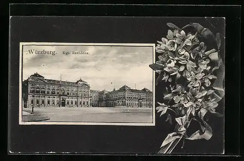AK Würzburg, Kgl. Residenz mit Vorplatz