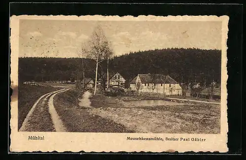 AK Mühltal, Strassenpartie an der Meuschkensmühle
