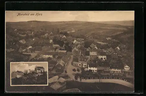 AK Mansfeld am Harz, Fliegeraufnahme vom Ort