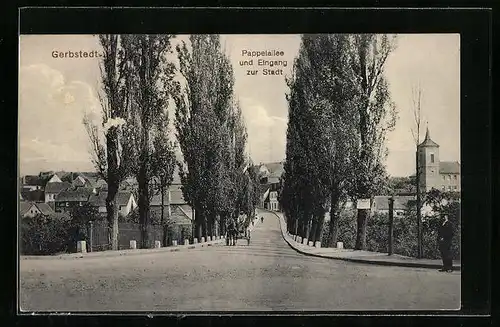 AK Gerbstedt, Pappelallee und Eingang zur Stadt