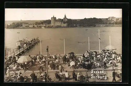 AK Seeburg, Seeterrasse mit Seesteg