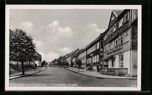 AK Benneckenstein /Hochharz, Strassenpartie der Hohegeisser Strasse