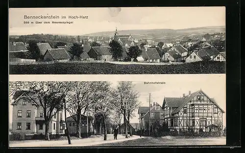AK Benneckenstein im Hochharz, Bahnhofstrasse und Ortsansicht