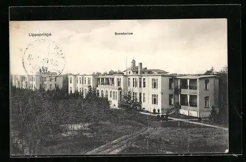 AK Lippspringe, Sanatorium aus der Vogelschau