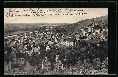 AK Obertürkheim, Ortsansicht aus der Vogelschau