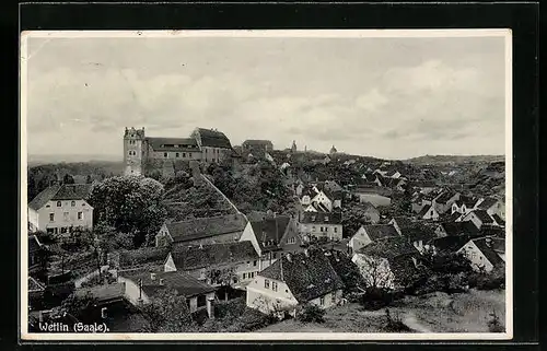 AK Wettin /Saale, Ortsansicht aus der Vogelschau