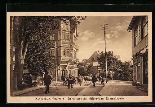 AK Hahnenklee /Oberharz, Dorfstrasse mit Hahnenkleer Damenkapelle