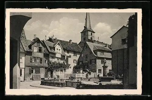 AK Bensheim a. d. Bergstrasse, An der Stadtmühle mit Fraa vun Bensem