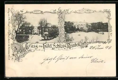 AK Reinbek, Schloss-Ansicht über den Teich