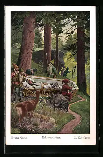 Künstler-AK Otto Kubel: Schneewittchen wird von den 7 Zwergen beschützt