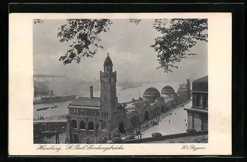 AK Hamburg-St. Pauli, 31. Deutscher Philatelistentag und Postwertzeichen-Ausstellung 1925, Landungsbrücke, Ganzsache