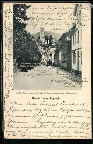 AK Eppstein, Hauptstrasse mit Blick zur Ruine