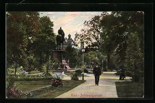 AK Kiel, Spaziergänger im Schlossgarten
