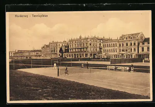 AK Norderney, Tennisplätze mit Tennispielern