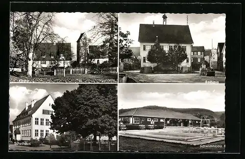 AK Deizisau, Rathaus, Schwimmbad, Kirche, Schulhaus