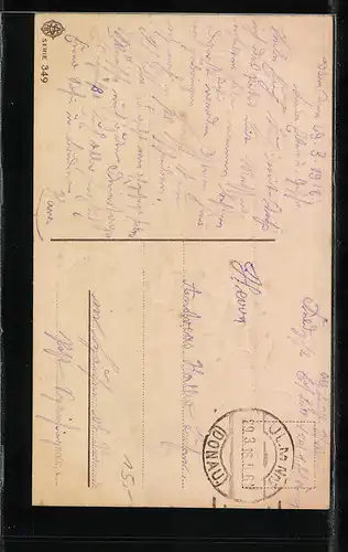 Präge-AK Grüsse zum Osterfeste, Lilien und Kirche