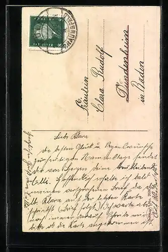 AK Mädchen mit Blumen zum Namenstag