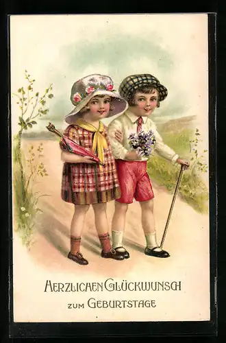 AK Kinder gratulieren zum Geburtstag, Glückwunsch zum Geburtstag