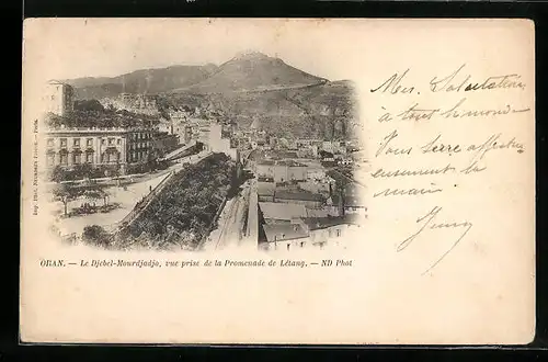 AK Oran, Le Djebel-Mourdjadjo, vue prise de la Promenade de Létang