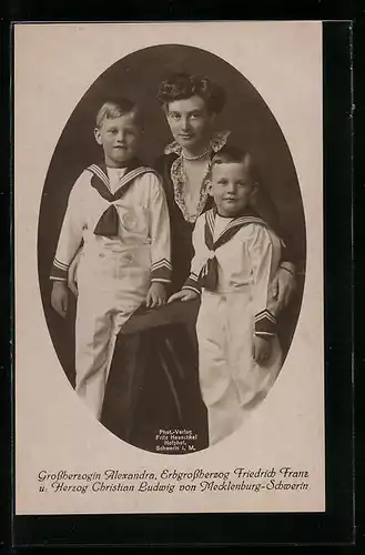 AK Grossherzogin Alexandra, Erbgrossherzog Friedrich Franz u. Herzog Christian Ludwig von Mecklbg.-Schwerin