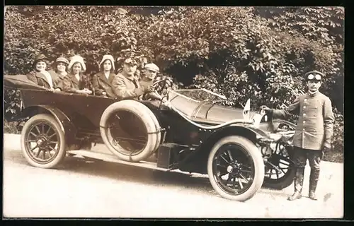 AK Ausflug im Auto, Cabriolet