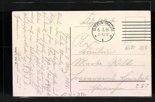 AK Gera-R., Flugstützpunkt mit Zeppelin und Flieger