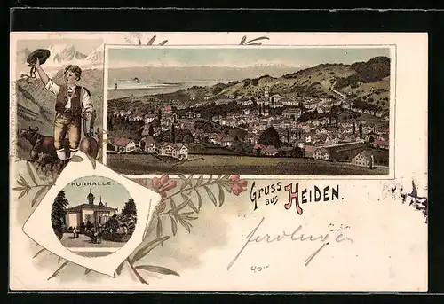 Lithographie Heiden, Kurhalle, Teilansicht