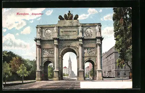 AK München, Blick zum Siegesthor