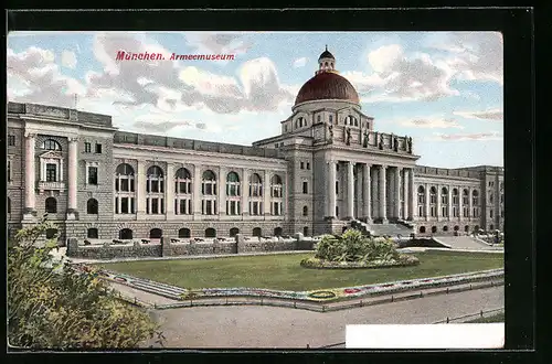 AK München, Armeemuseum von den Anlagen aus gesehen