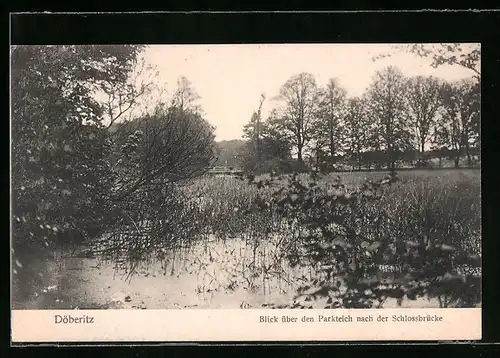 AK Döberitz, Blick über den Parkteich nach der Schlossbrücke