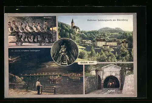 AK Hallein, Salzbergwerk Dürrnberg, Stolleneinfahrt, Salzsee und Ausfahrt