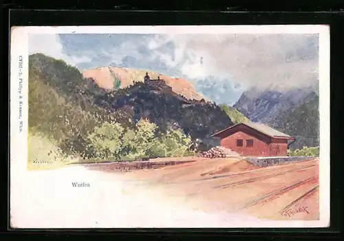 Künstler-AK Franz Kopallik: Werfen, Panorama