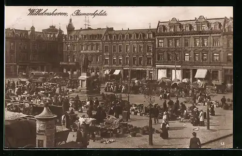 AK Wilhelmshaven, Markt auf dem Bismarckplatz