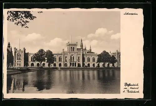 AK Schwerin, Pfaffenteich mit Arsenal und Paulskirche