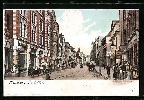 AK Flensburg, Passanten in der Grossen Strasse