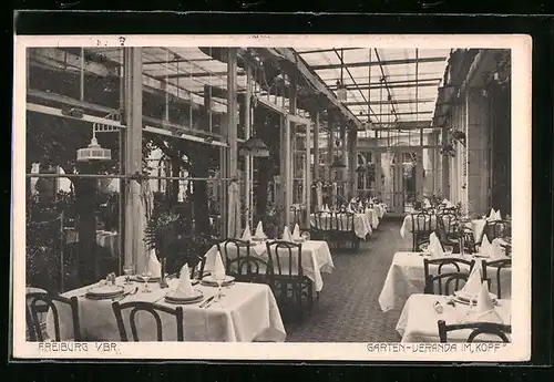 AK Freiburg i. Br., Gasthaus Kopf, Garten-Veranda