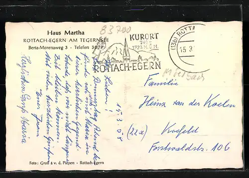 AK Rottach-Egern am Tegernsee, Gasthaus Haus Martha, Bertha-Morenaweg 3