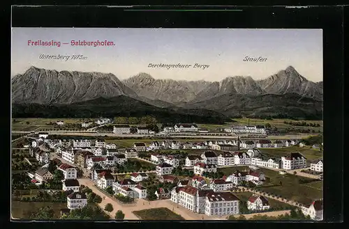 AK Freilassing-Salzburghofen, Gesamtansicht mit Berchtesgadener Berge