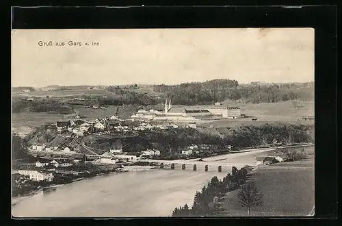 AK Gars am Inn, Panoramablick aus der Vogelschau