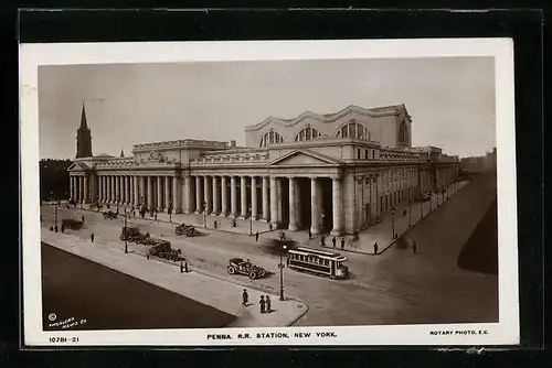 AK New York, Penna R. R. Station, Strassenbahn